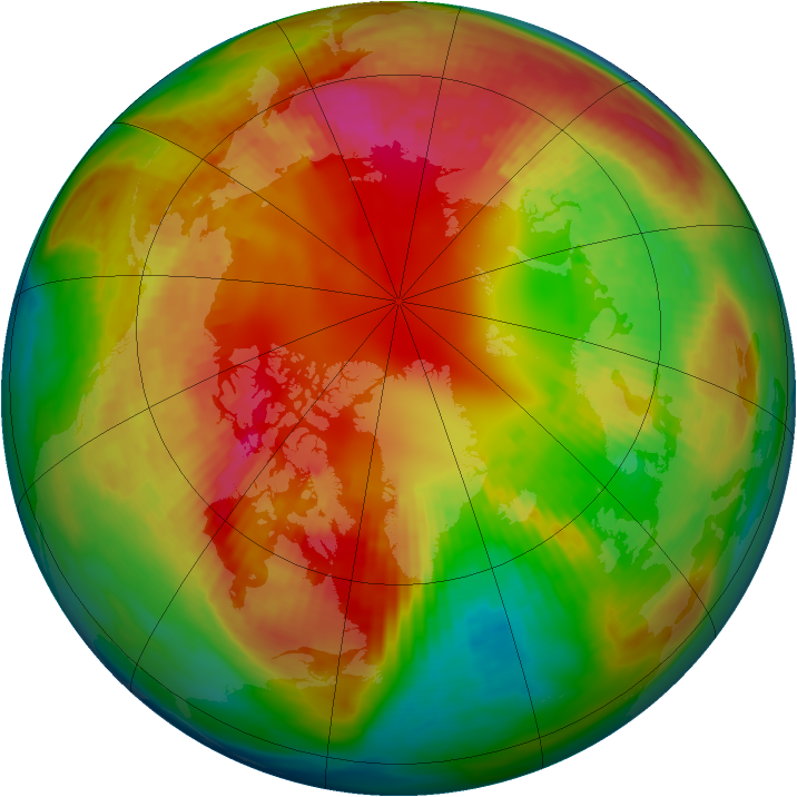 Arctic ozone map for 17 February 1991